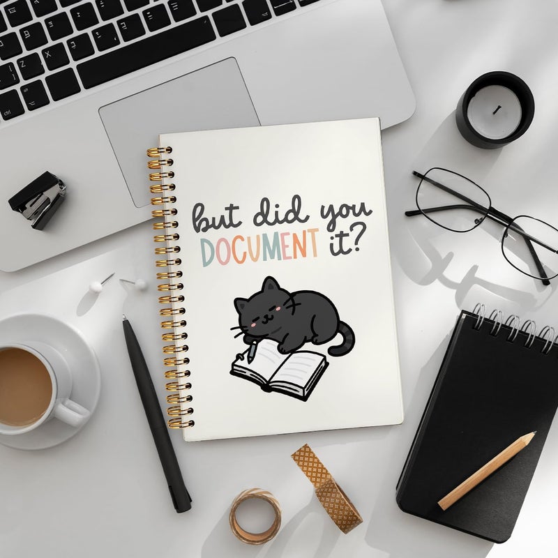 WLIANG Funny Black Cat Notebook Journal Gifts for Women & Men, Black Cat Lovers Gifts Notebooks for Women, But Did You Document It Hardcover Spiral Notebook 5.5x8.3 Inch - Image 5